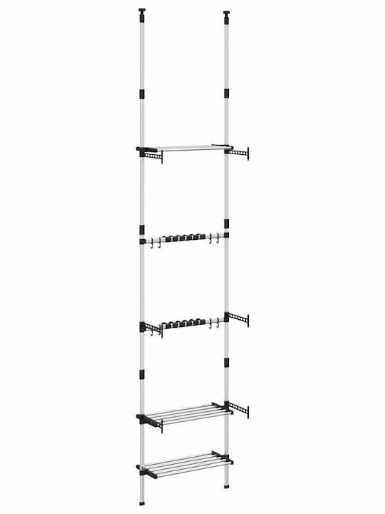 vidaXL Floor Garment Rack made of Metal Silver 66x32x300cm