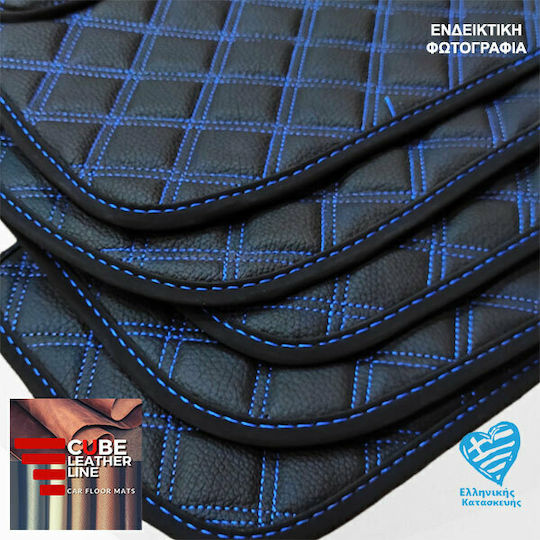 Covorașe Technoleather Toyota Starlet 1996-1999 Cube Negru Cu Cusături Albastre Broderie Albastră Toyota Set de 4 Bucăți