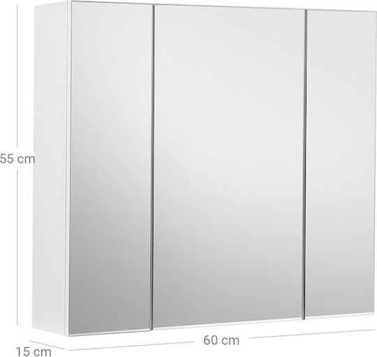 Vasagle Rectangular Bathroom Mirror made of MDF with Cabinet 60x55cm White