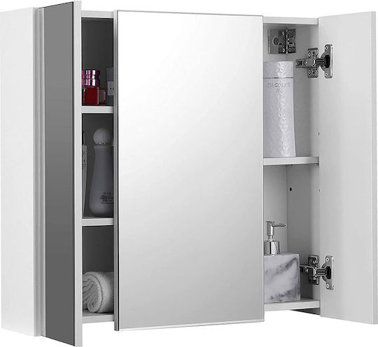 Vasagle Rectangular Bathroom Mirror made of MDF with Cabinet 60x55cm White