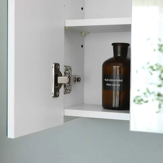 Vasagle Rectangular Bathroom Mirror made of MDF with Cabinet 60x55cm White