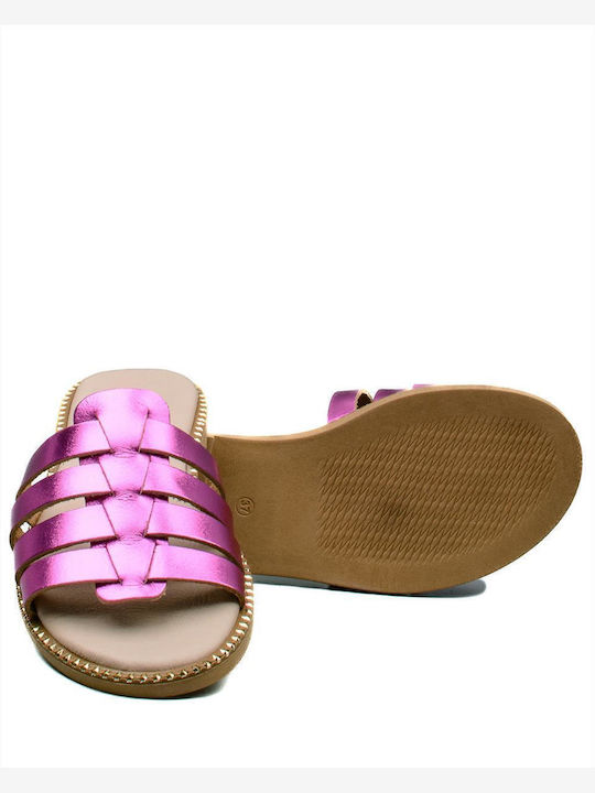 Sandale Casual Damă Din Piele Fuchsia