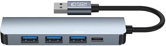 Tech-Protect V0 Hub 5 Θυρών USB 2.0 με σύνδεση USB-A Γκρι