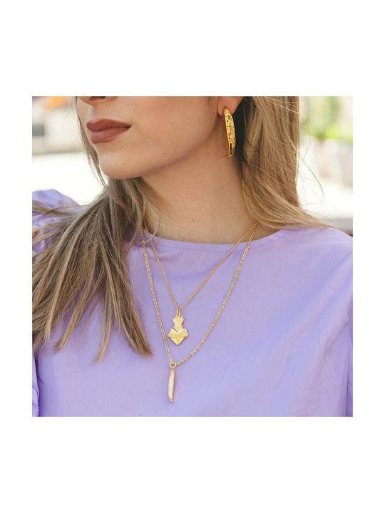 Amor Amor Halskette Doppelter mit Design Herz aus Vergoldet Stahl