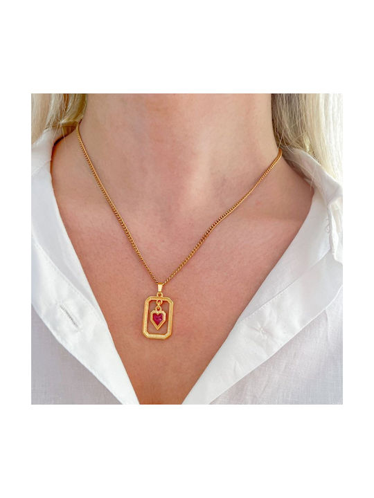 Amor Amor Necklace with design Heart from Gold Plated Steel