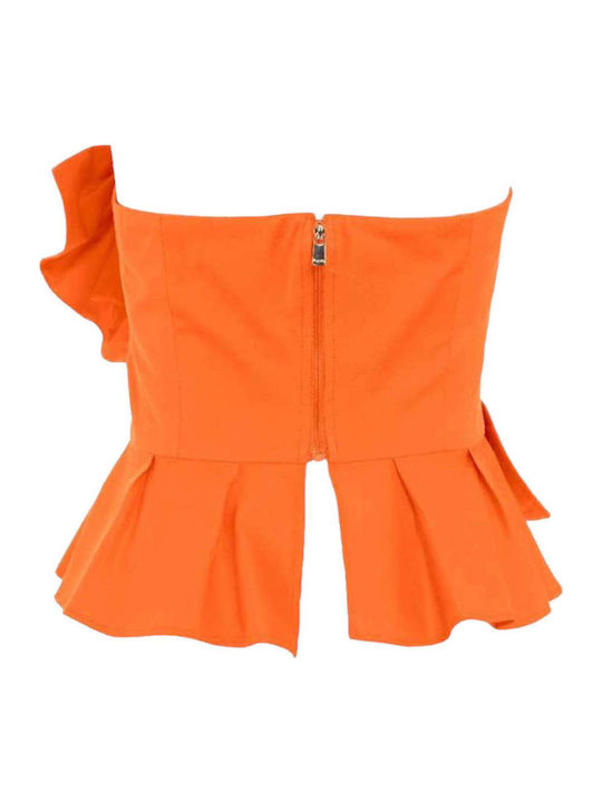 Troppo Women's Summer Crop Top Cotton Floral Orange