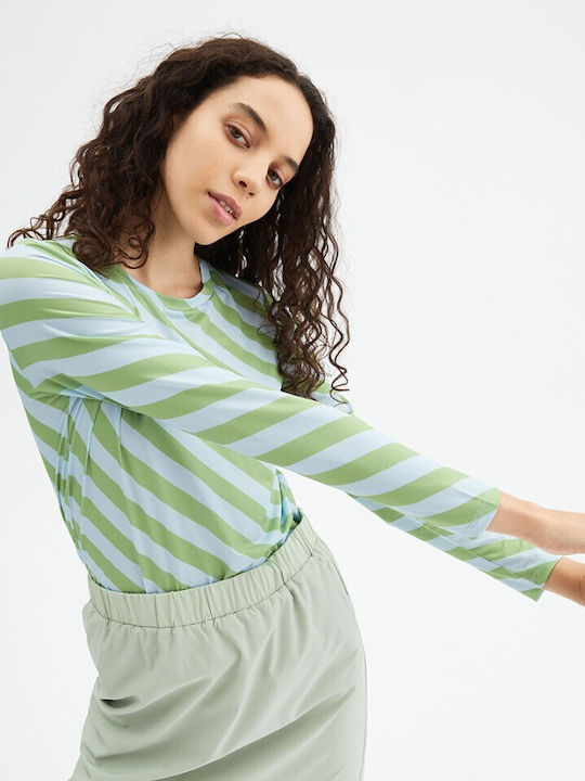 Compania Fantastica Women's Blouse Long Sleeve Striped Green
