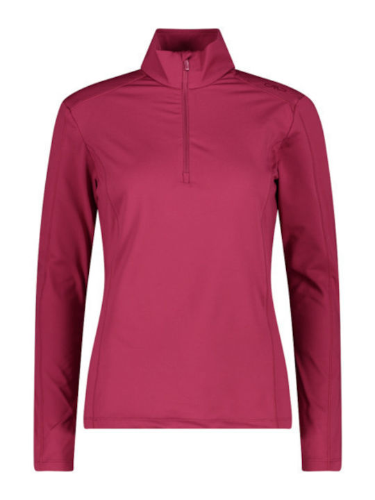 Winter Damen Fleece Bluse Wandern Langärmelig mit Ausschnitt mit Reißverschluss Mehrfarbig