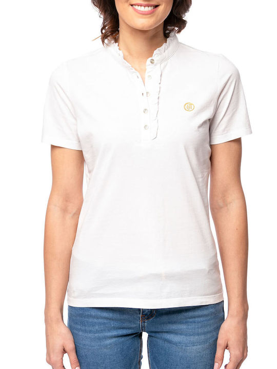 Heavy Tools Damen Polo Bluse Kurzarm Beige