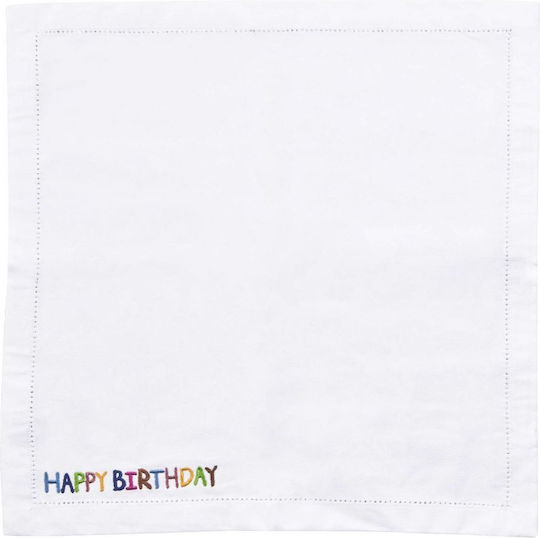 Butlers Покривка за маса Памучна Happy Birthday Бял 45x45бр