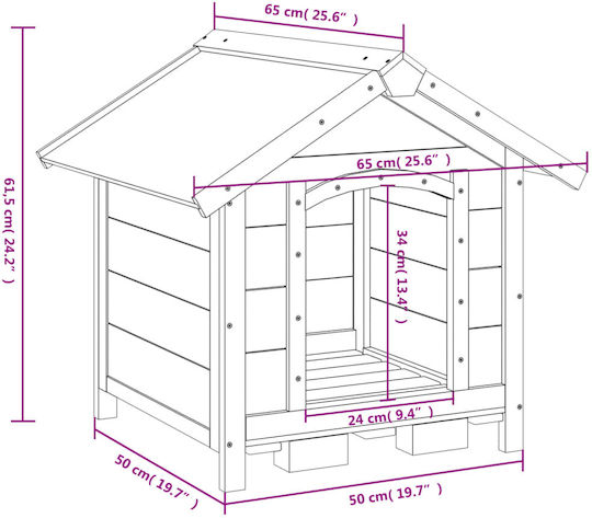 vidaXL Dog House Wooden Outdoor Gray 65x65x61.5cm