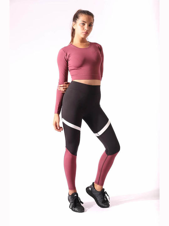 Superstacy Damen Sportliches Crop Top Langarm Rosa