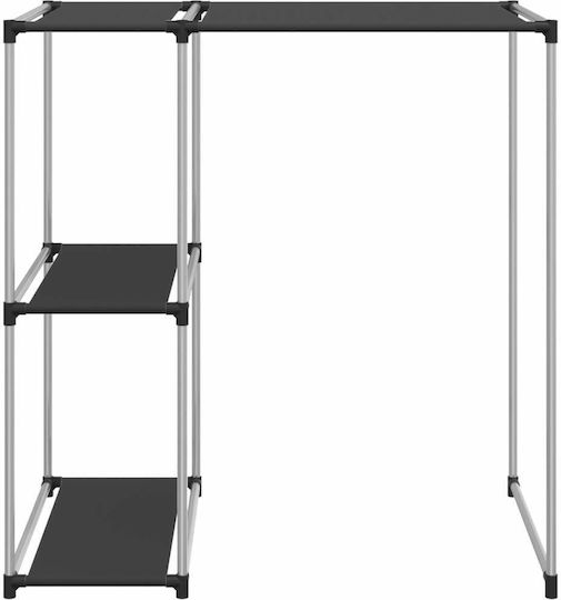 vidaXL An der Wand montiert Badezimmerregal Metallisch mit 2 Regalböden 87x55x90.5cm Schwarz