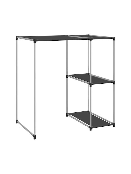 vidaXL Стенен Рафт за баня Метален с 2 рафта 87x55x90.5см Черна