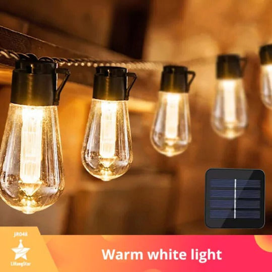 Set of 10 Hanging Solar Lights Garland with Warm White Light