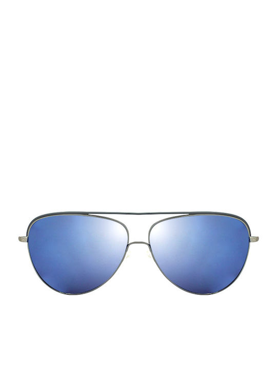 Polaroid Men's Sunglasses with Silver Metal Frame and Blue Polarized Mirror Lens PLD2054/S 6LB/62