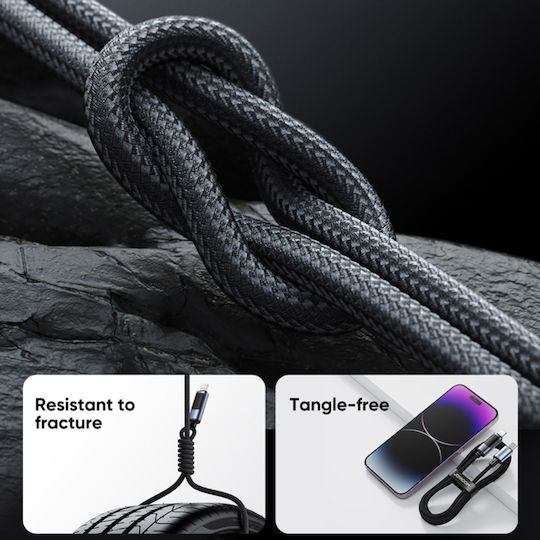 Joyroom S-AL012A16 Braided / LED USB-A to Lightning Cable Μαύρο 1.2m