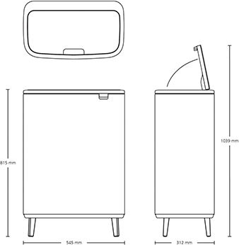 Brabantia Кошче Bo Touch Hi За Рециклиране От Неръждаема Стомана Тласък Сиво 30лт