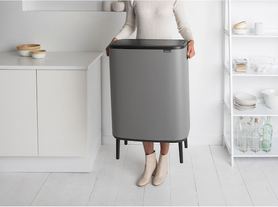 Brabantia Кошче Bo Touch Hi За Рециклиране От Неръждаема Стомана Тласък Сиво 30лт