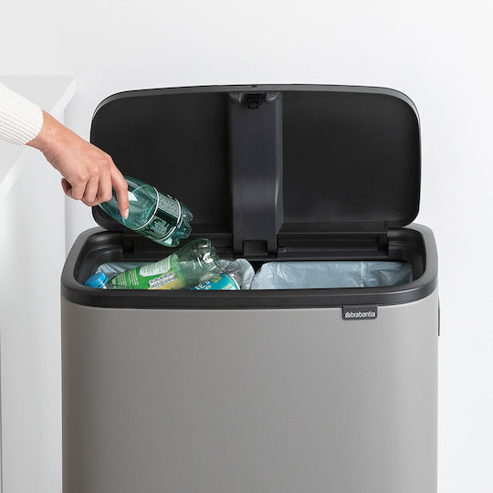 Brabantia Кошче Bo Touch Hi За Рециклиране От Неръждаема Стомана Тласък Сиво 30лт