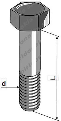 Vidomet Metal Screw Hexagon DIN 931 with Diameter M20 and Length 140mm