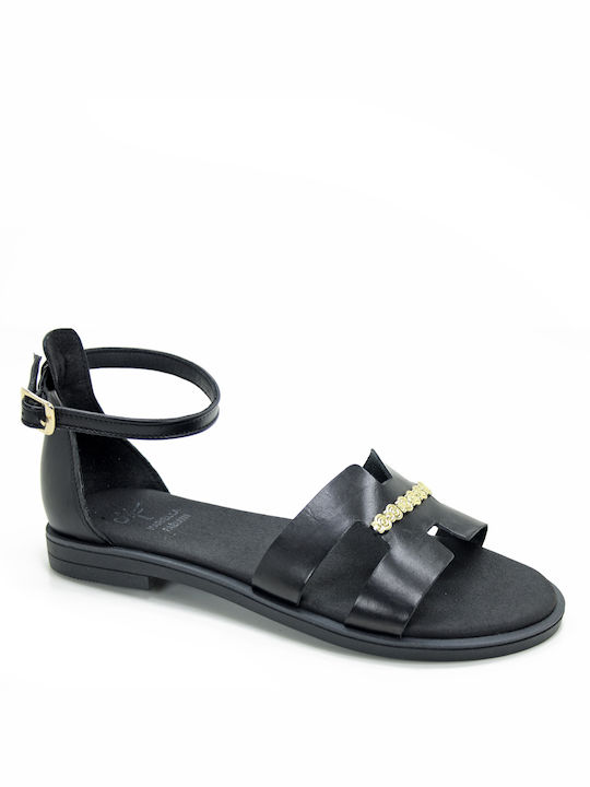 Mariella Fabiani Women's Flat Sandals with Strap in Black Color