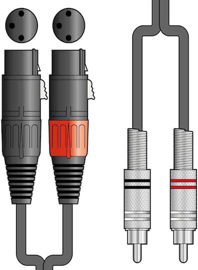 Chord 2R-2XF600 Cable 2 x XLR female - 2 x RCA male Μαύρο 6m 190.064UK