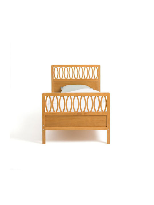 Bett Einzelbett aus Massivholz Braun mit Latten für Matratze 100x200cm