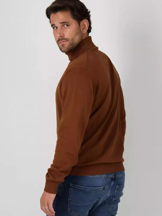 Fynch Hatton Men's Long Sleeve Sweater Turtleneck Brown