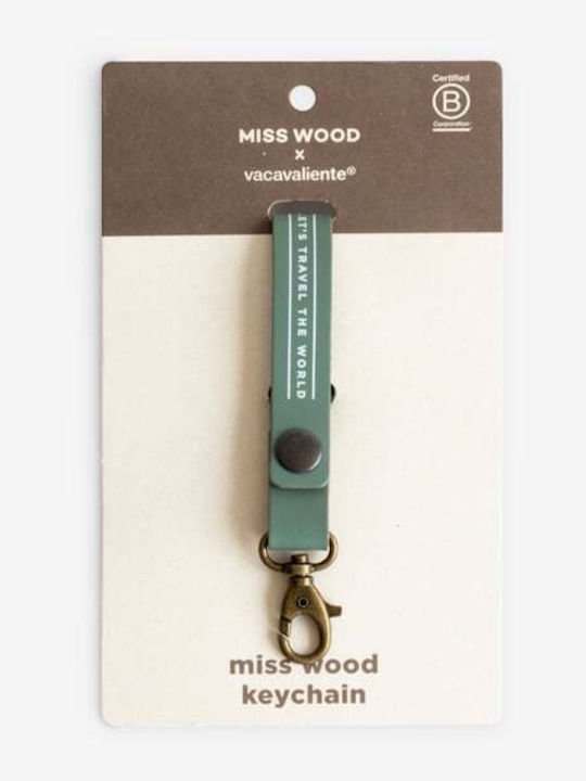 Miss Wood Breloc Lucrat Manual Din Piele Verde