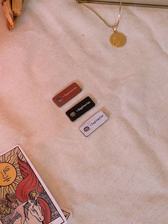 Miss Wood Wooden Label Keychain Brown