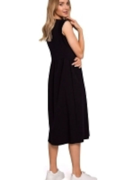 Sommer Midi Damenkleid Gestrickt Schwarze