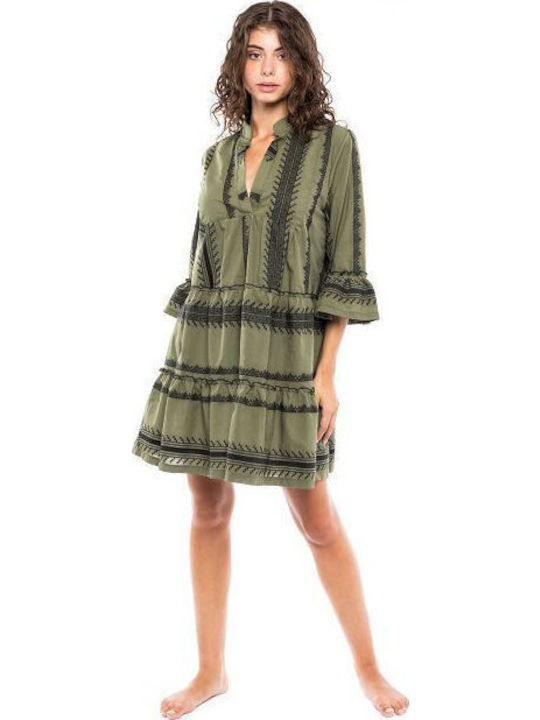 Pink Label Rochie Scurtă De Plajă Pentru Femei Verde