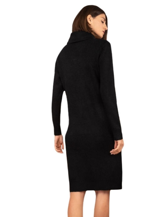 E-shopping Avenue Midi Dress Turtleneck Black