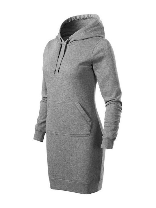 Mini Athletic Dress Long Sleeve Hooded Grey