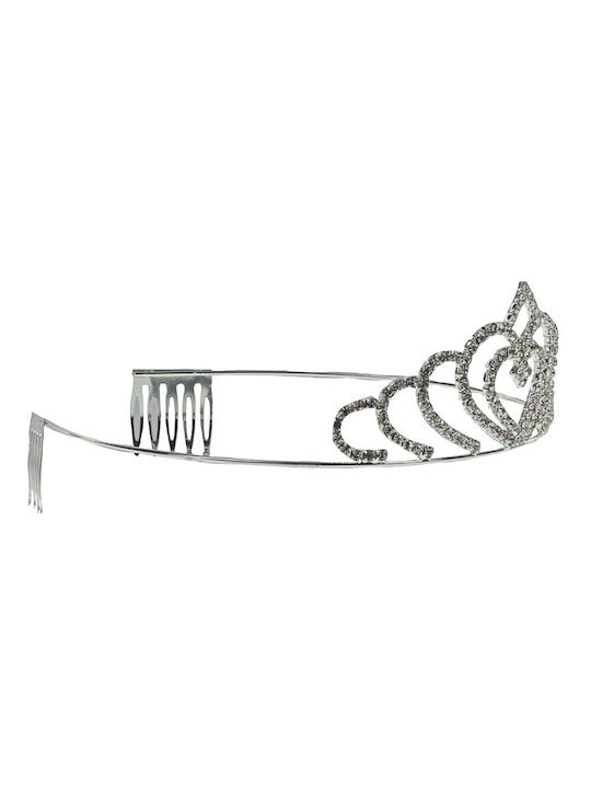 Braut Haar Tiara Krone mit Strass 78567-3 Silber Silber Silber