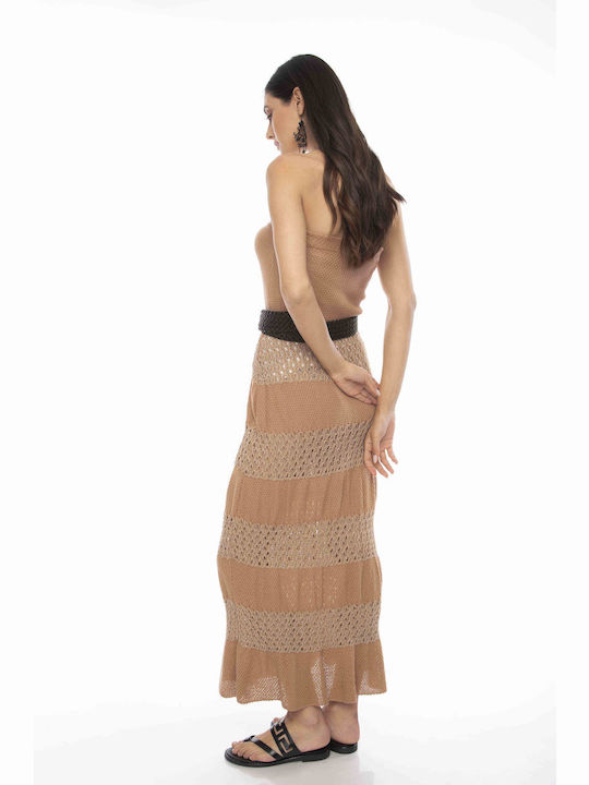 Raffaella Collection Summer Maxi Dress Knitted Beige