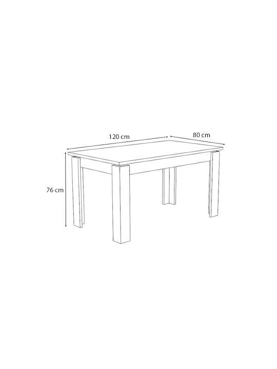Denzel Table Kitchen Wooden Black 120x80x76cm