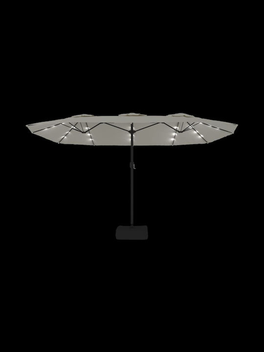 Umbrella Floor Round Metal White with Base & LED Lighting 4.49x2.65m