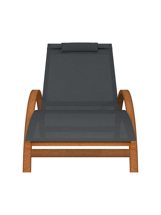 Deckchair Wooden with Cushion Gray 182.5x74x90cm.