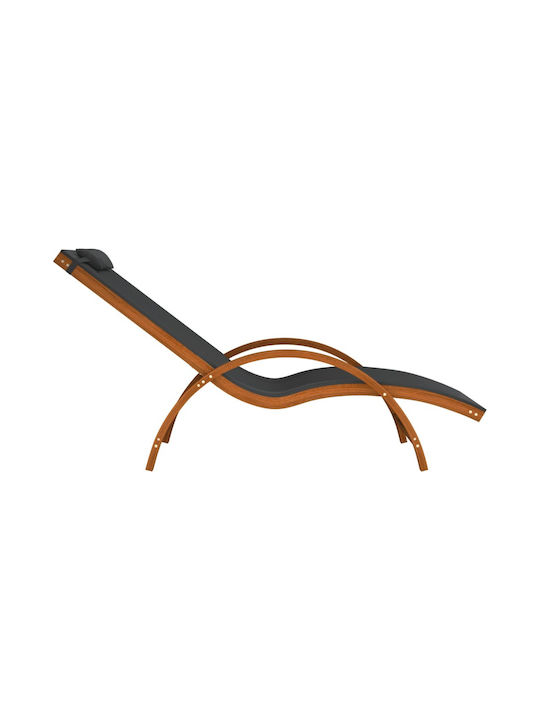 Deckchair Wooden with Cushion Gray 182.5x74x90cm.