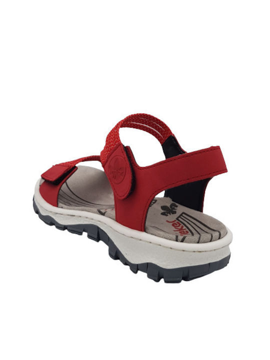 Rieker Damen Flache Sandalen Anatomisch in Rot Farbe