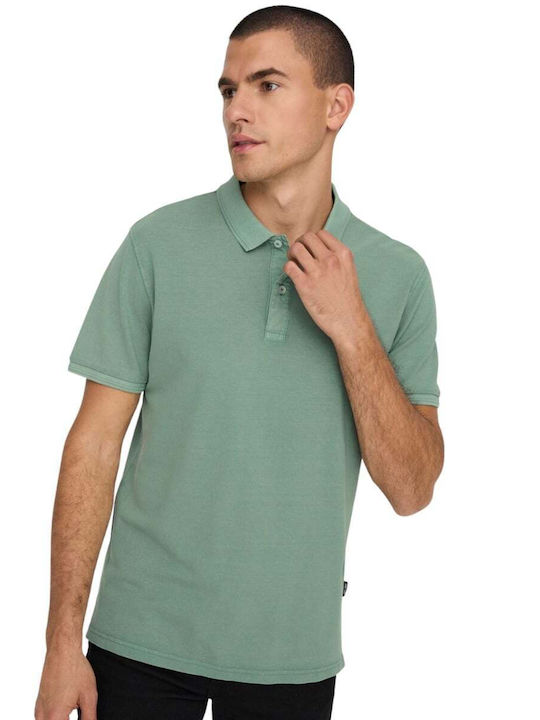 Only & Sons Bluza Bărbătească cu Mânecă Scurtă Polo Verde