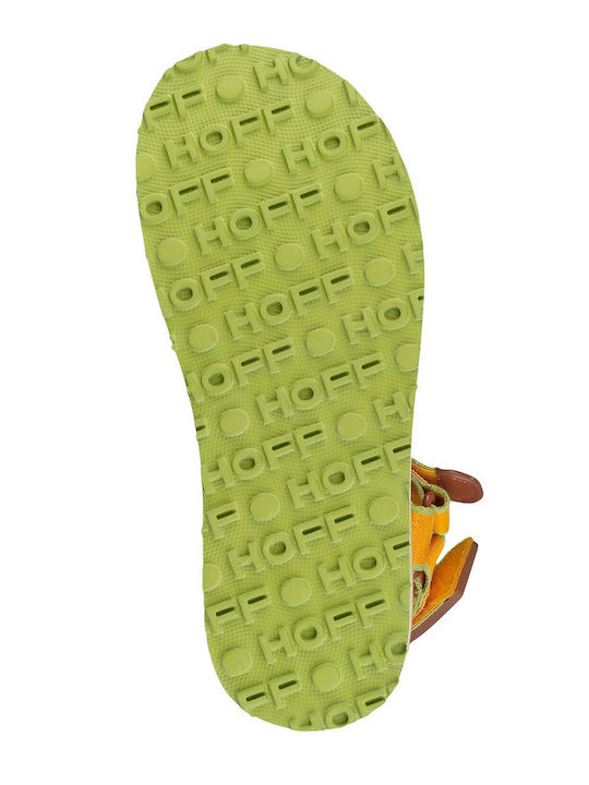 Leather Women's Flat Sandals Sporty Yellow