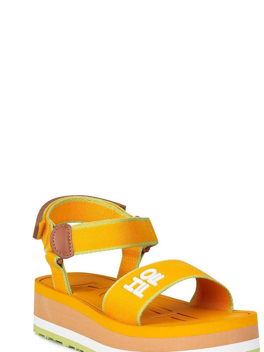 Hoff Leder Damen Flache Sandalen in Orange Farbe