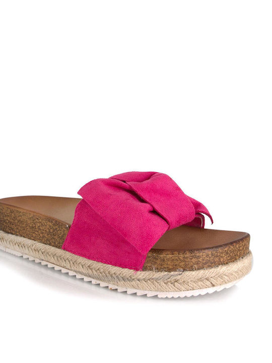 Malesa Damen Flache Sandalen Flatforms in Fuchsie Farbe