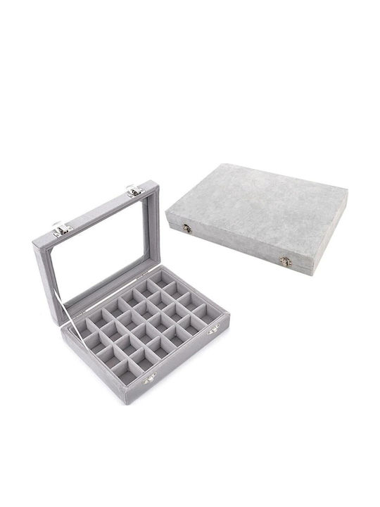 Velvet Gray Jewellery Box 20x15x5.2cm