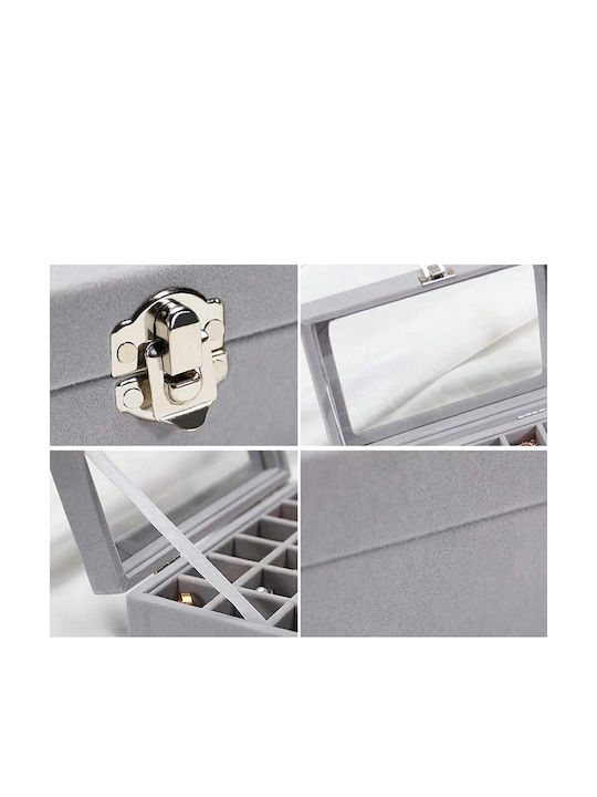Velvet Gray Jewellery Box 20x15x5.2cm