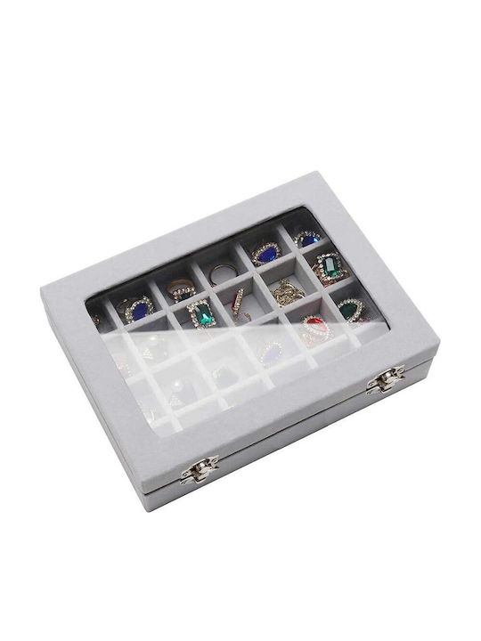 Velvet Gray Jewellery Box 20x15x5.2cm