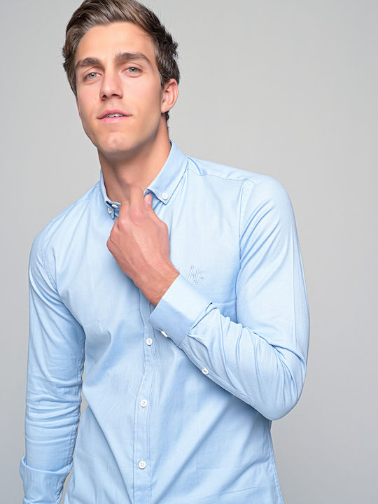 Harmony Long-sleeved Cotton Shirt Light Blue